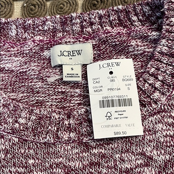 J. Crew Magenta Grape Crewneck Beach Sweater/NWT/S - Picture 5 of 10